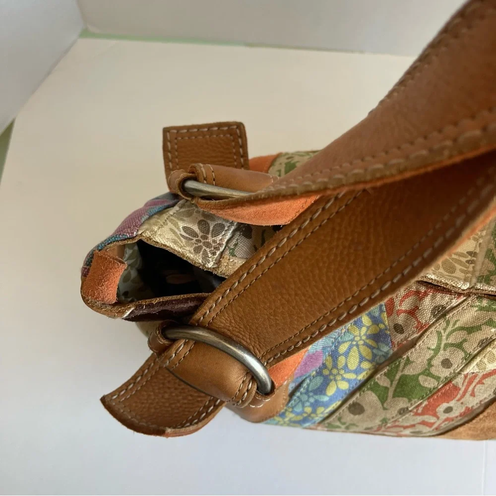 Patchwork Floral Suede & Leather Tote - Tan Multi